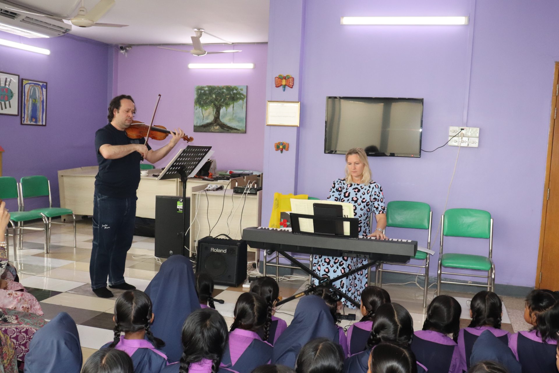 Several incredibly talented musicians performed at Abinta Kabir Foundation School this year, including Caroline Clipsham, award-winning pianist and a sponsor to one of our students