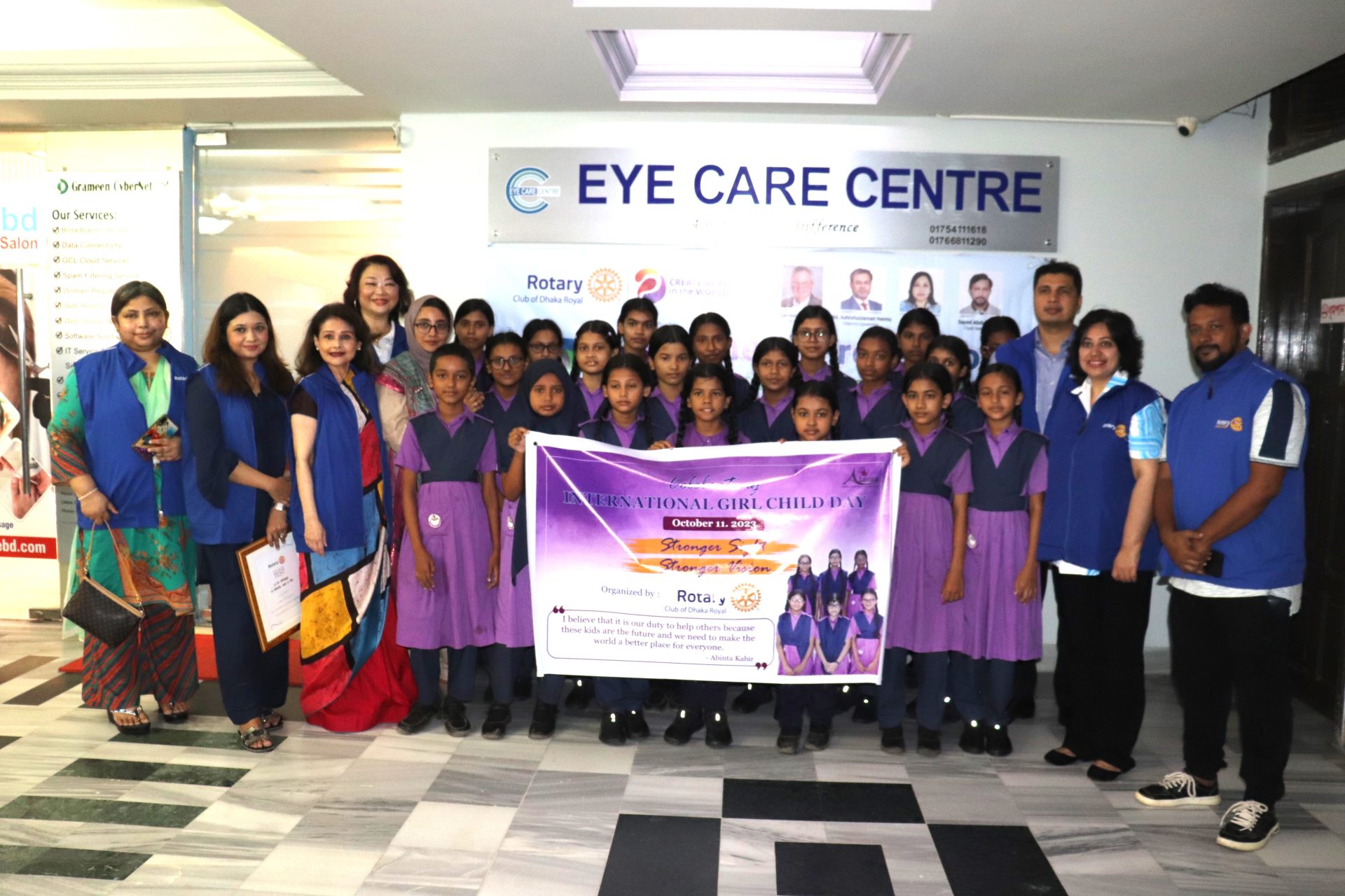 Eye checkup campaign by Rotary Club of Dhaka Royal to commemorate International Girl Child Day